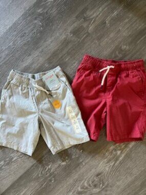 🧡3/15 NWT Cat & Jack Masonry Gray Shorts + Red Shorts Bundle Boys S 6-7